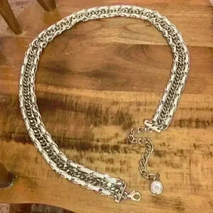 Vintage White Leather Silver Belt